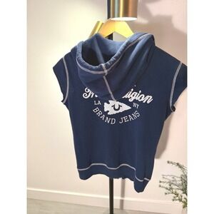 true religion y2k rhinestone tee hoodie iconic grunge indie sleaze MED